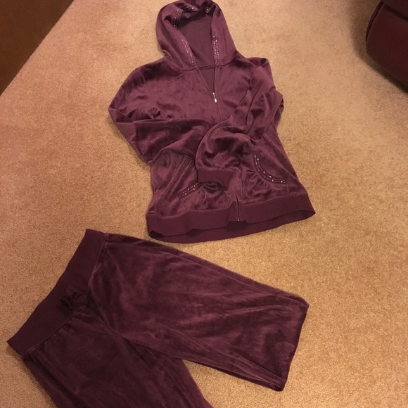 Pants - St. John's Bay purple Velour active wear suit S